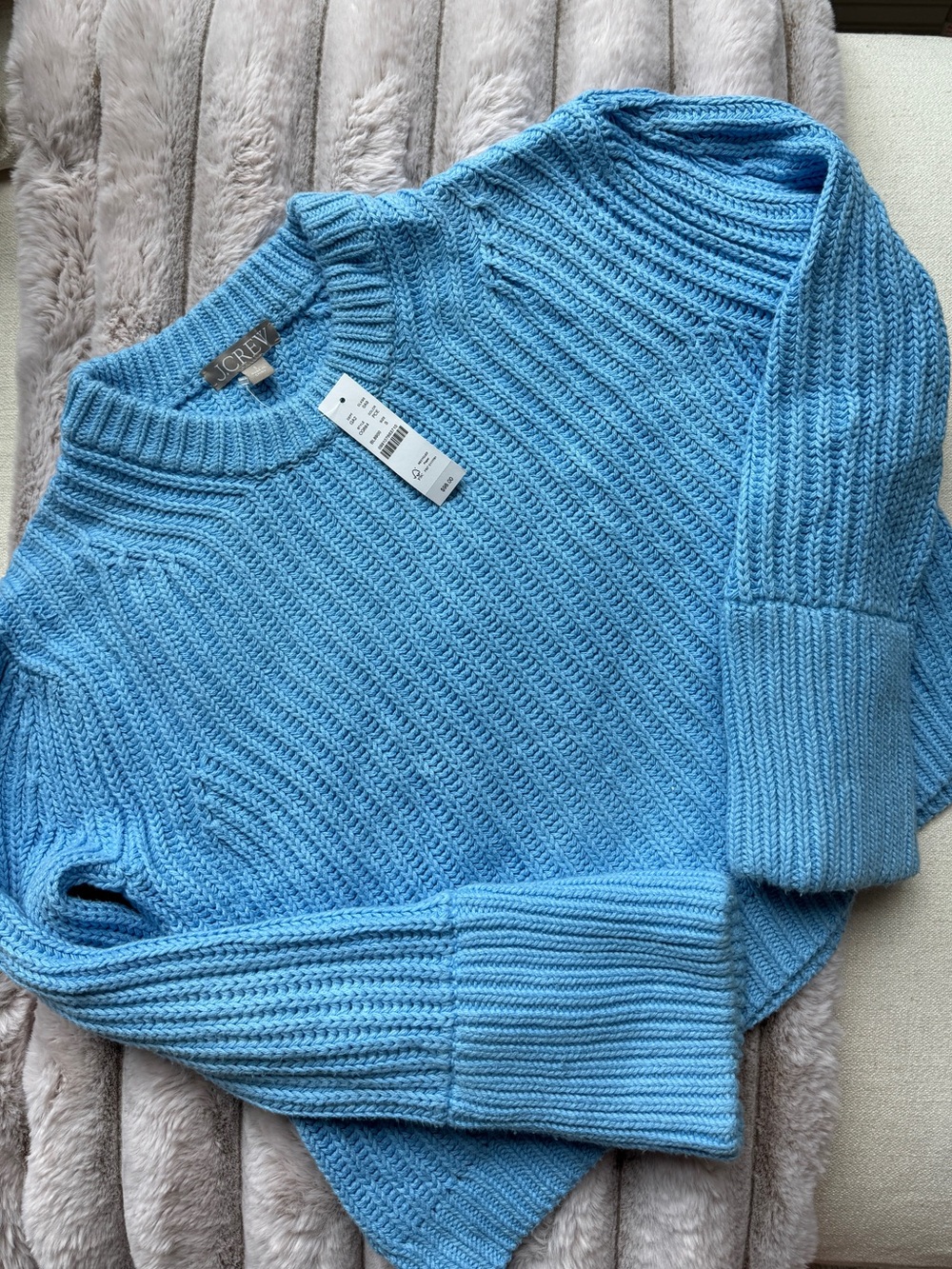 J. Crew Blue Ribbed Crew Neck Sweater - Picture 6 of 6